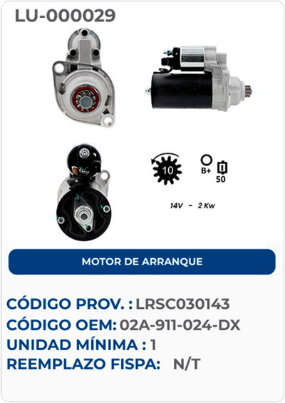 MOTOR DE ARRANQUE 02A-911-024-DX 