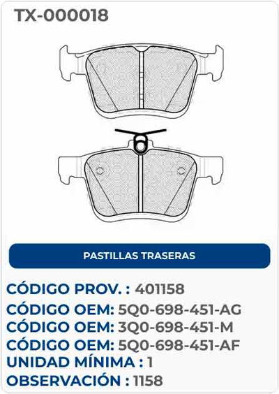 PASTILLAS TRASERAS