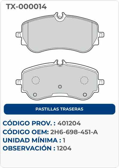PASTILLAS TRASERAS