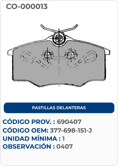 PASTILLAS DELANTERAS