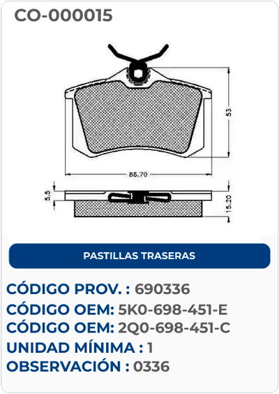 PASTILLAS TRASERAS
