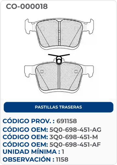 PASTILLAS TRASERAS