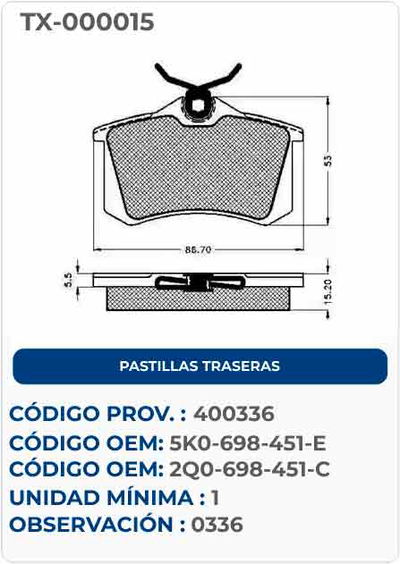 PASTILLAS TRASERAS