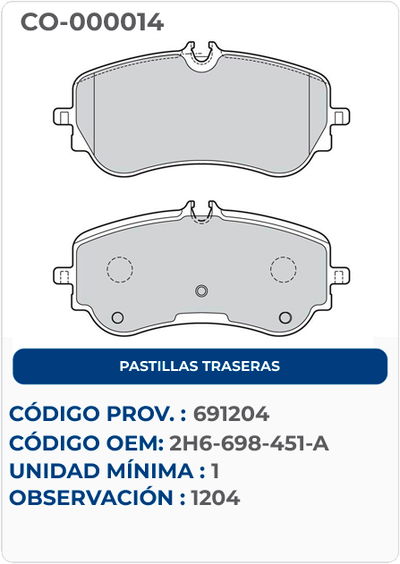 PASTILLAS TRASERAS