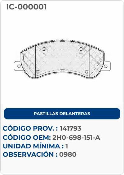 PASTILLAS DELANTERAS