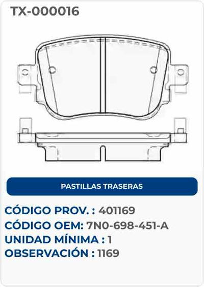 PASTILLAS TRASERAS