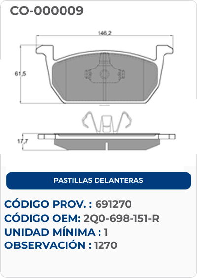 PASTILLAS DELANTERAS