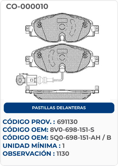 PASTILLAS DELANTERAS 8V0-698-151-S 5Q0-698-151-AH