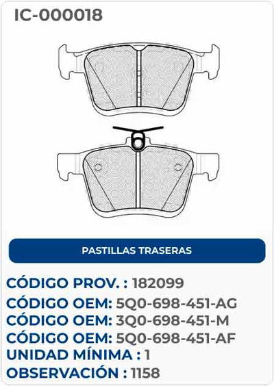 PASTILLAS TRASERAS