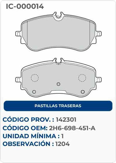 PASTILLAS TRASERAS