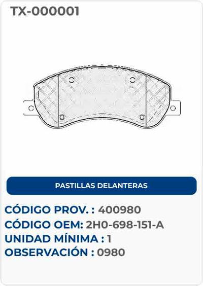 PASTILLAS DELANTERAS