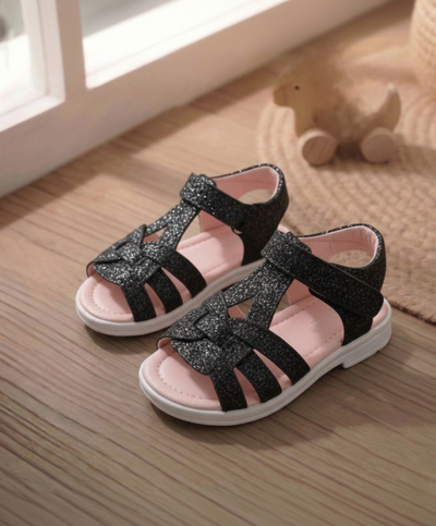 Sandalia glitter negra