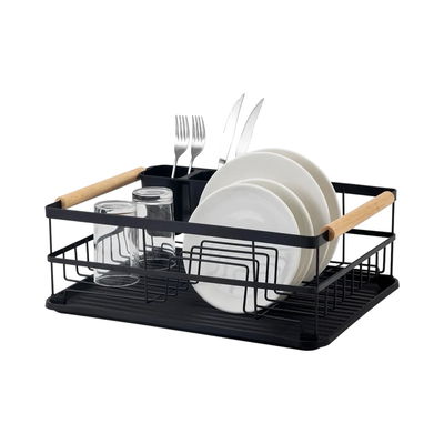 SECAPLATOS ESCURRIDOR ACERO Y PLASTICO CON ASA MADERA