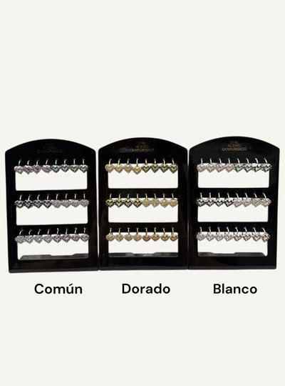 Aros corazón con strass