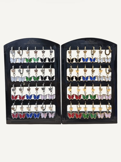 Aros con colgante de mariposa