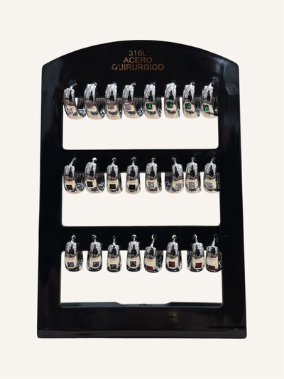 Aros con piedra x blíster 