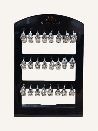 Aros mariposa con strass x blíster 