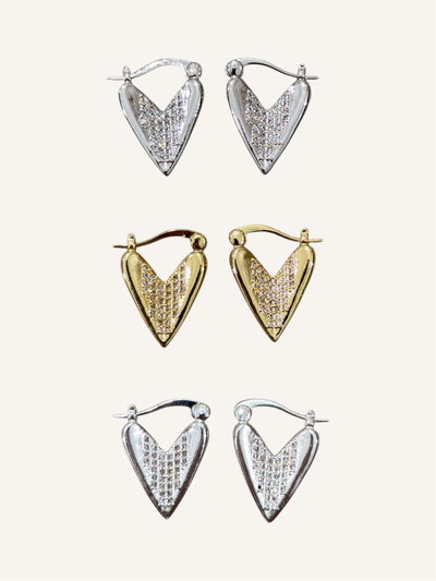 Aros corazón con strass