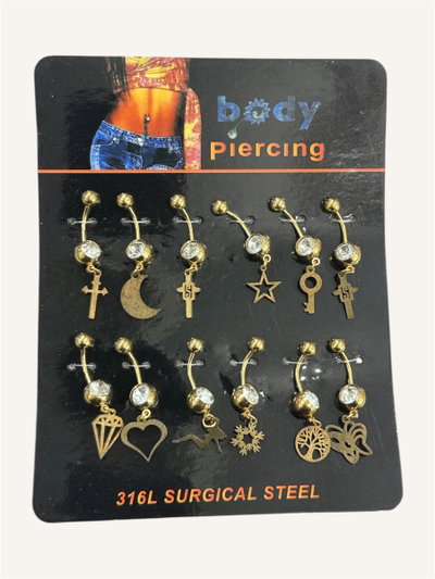 Piercing ombligo con colgantes