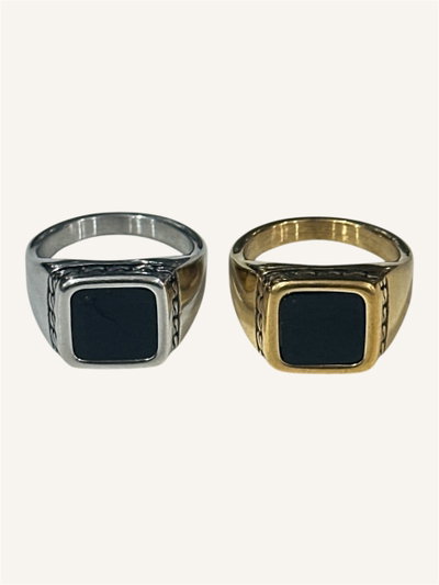 Anillos macizos con centro negro L-021