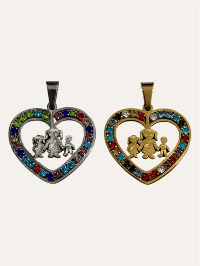 Dije para cadena - Corazón con strass familia