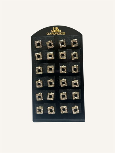 Aros blíster, 12 pares. Cuadrados 