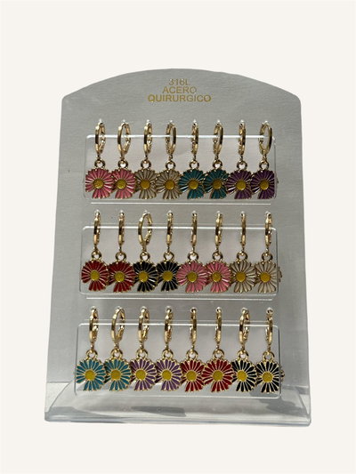 Aros blíster, 12 pares. Margaritas 