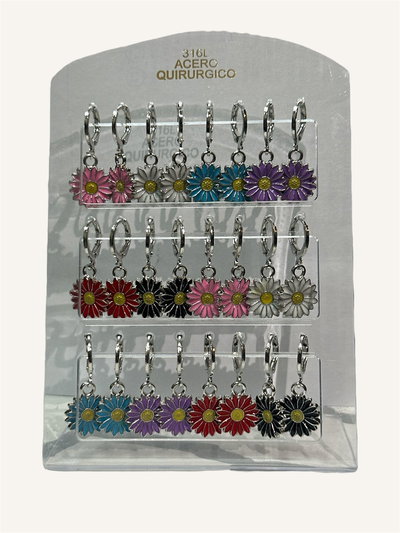 Aros blíster, 12 pares. Margaritas 