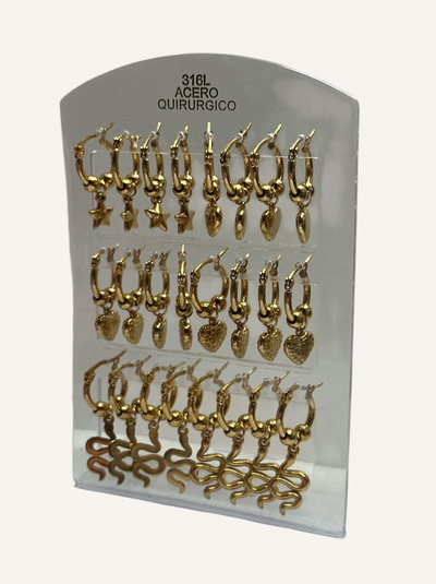 Aros blíster, 12 pares. Surtidos 