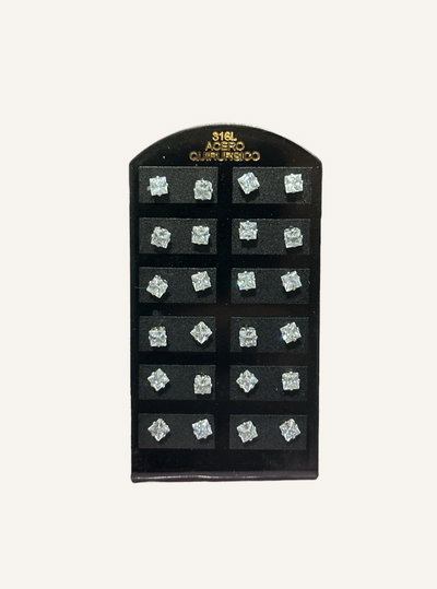 Aros blíster, 12 pares. Cuadrados 