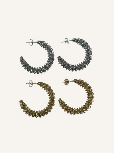 Aros tira 12 pares.semi redondos con picos