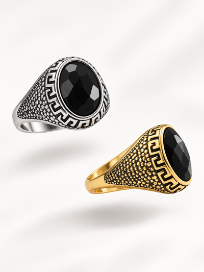 Anillos macizos - Con piedra negra 048