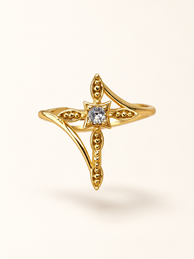 Anillo de cruz con strass