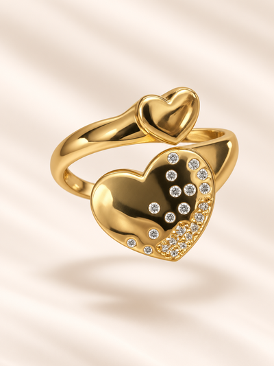 Anillo de corazones con strass