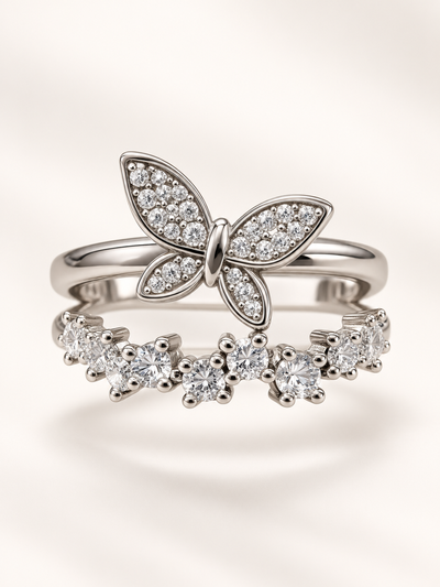 Anillo de mariposa con strass