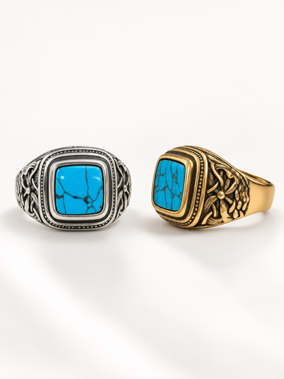 Anillos macizos - Sello turquesa 020