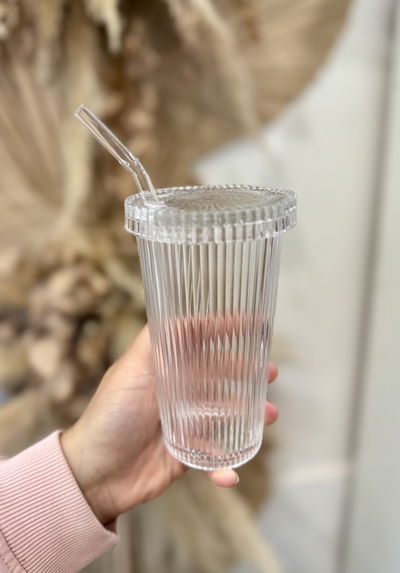 Vaso con sorbete rayas