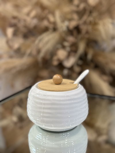 Azucarera ceramica blanca