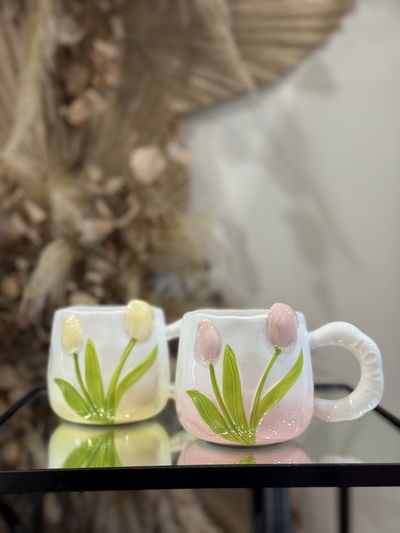 Taza cerámica tulipán