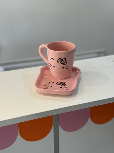 Taza + plato Kitty/Angel