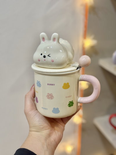 Taza conejito tapa y cucharita