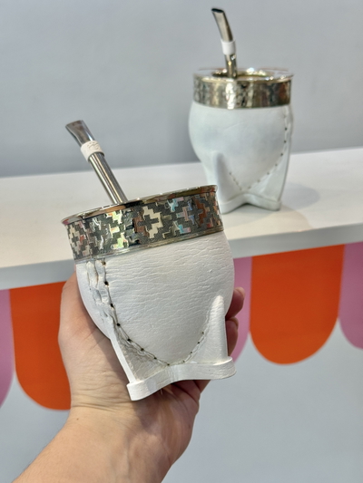 Mate IMPERIAL calabaza CUERO BLANCO