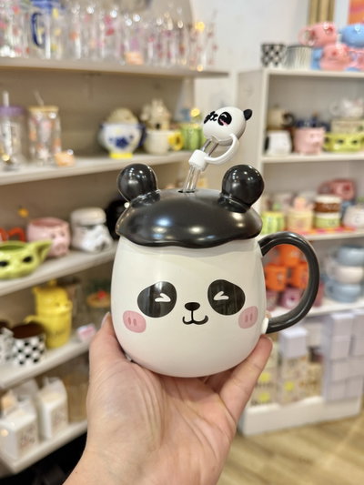 Taza PANDA tapa y sorbete