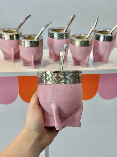 Mate IMPERIAL calabaza CUERO ROSA