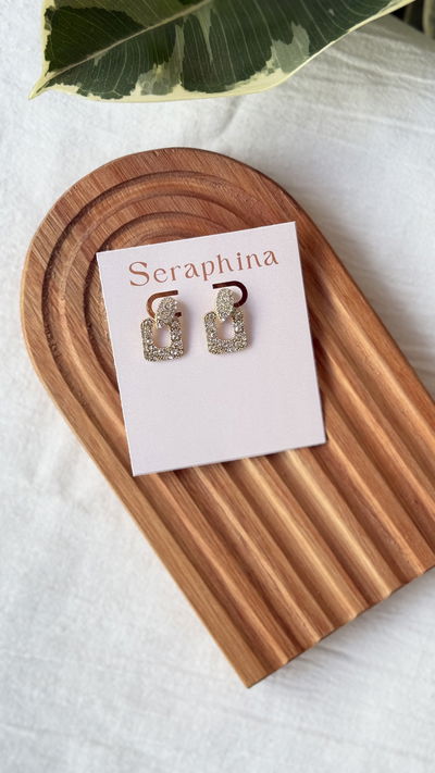 Aros cuadrados stras dorados 