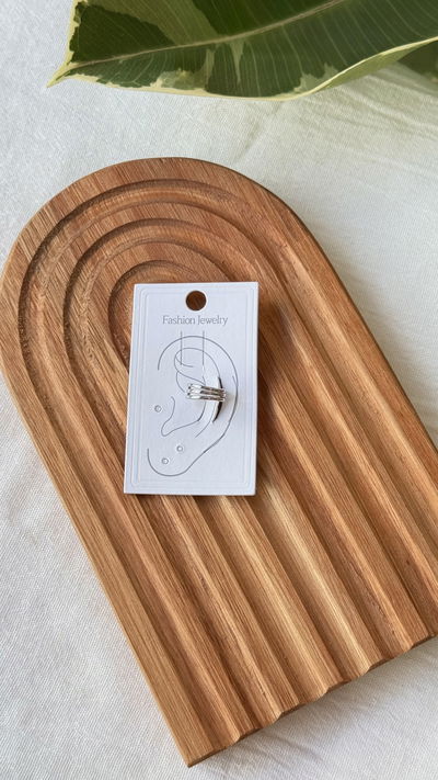 Aro cuff plateado triple liso 