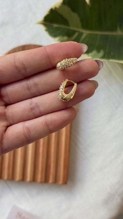 Argollas ovaladas stras dorado 