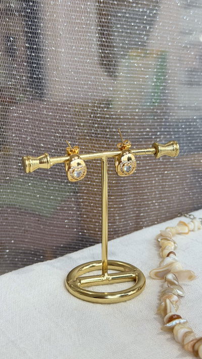 Semi argollas stras corazón 