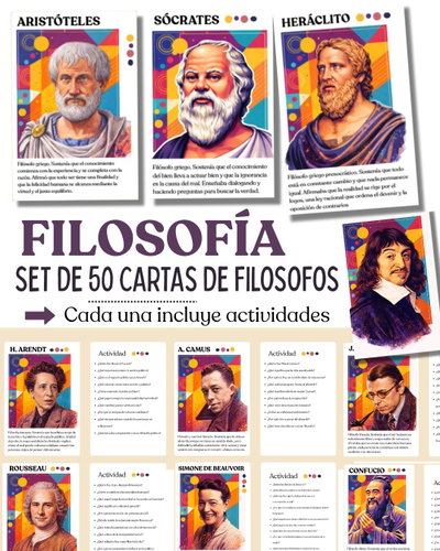 Filosofía – Set de 50 Cartas de Filósofos- Con Actividades