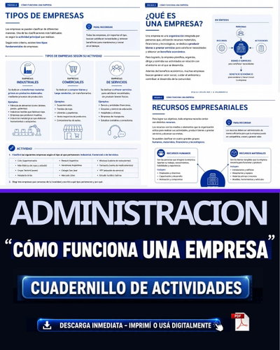 CUADERNILLO DE ACTIVIDADES- ADMINISTRACION- CÓMO FUNCIONA UNA EMPRESA